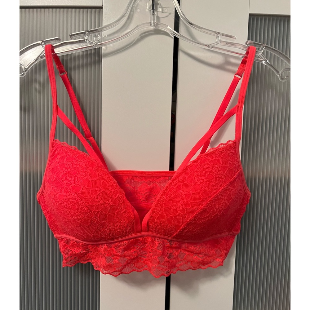 NWOT Victoria’s Secret PINK Bright Orange Lace Bralette